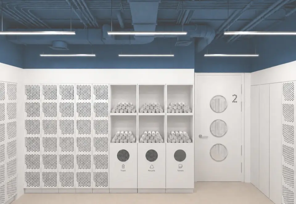 Wall of perforated lockers